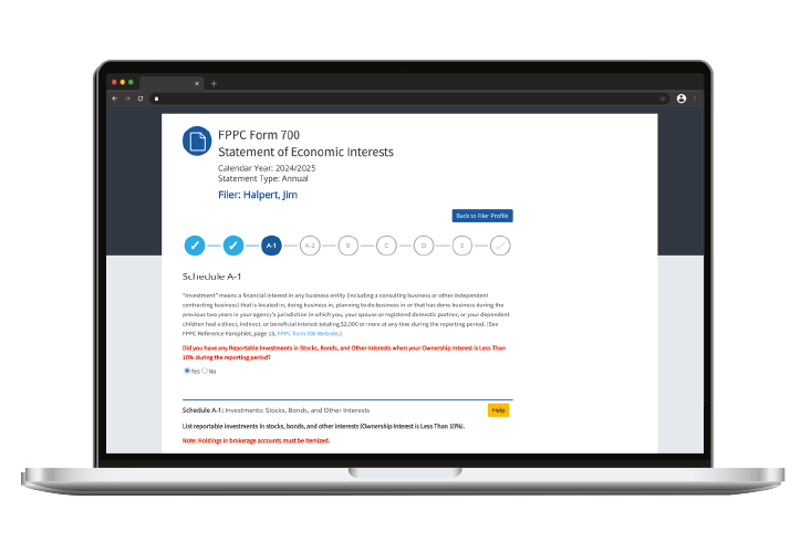 Form 700 Screenshot
